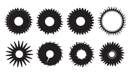Circular Saw Blade Silhouettes , black silhouettes isolated on white background