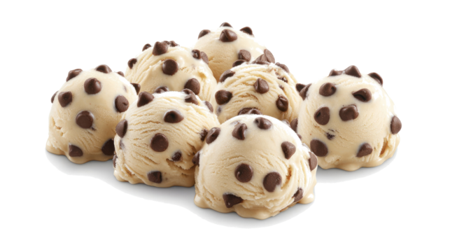 Chocolate Chip Cookie Cream Ice Cream on Clear Background Generative AI