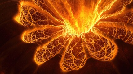 Obraz premium A top view captures a glowing orange pumpkin, emphasizing its intricate lines and texture, perfect for highlighting the pumpkins unique features with ample copy space.