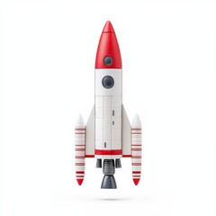 A toy rocket with a red tip and white body, designed for imaginative play and exploration.