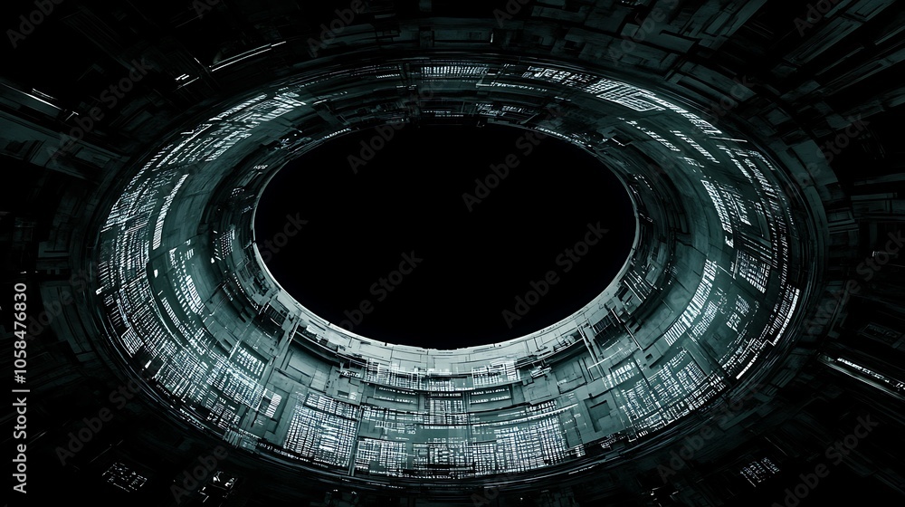 Poster futuristic spaceship interior clean blank canvas with empty space for designs
