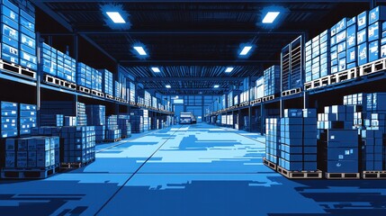 Warehouse Interior Blue Tone