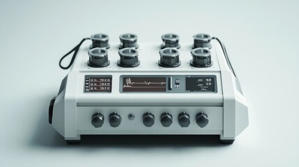 White Audio Mixer with Knobs and Display