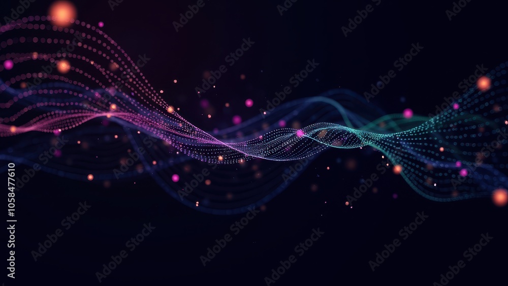 Poster colorful abstract waves in computing graphics