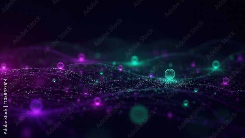 Poster abstract graphic of computing waves and particles