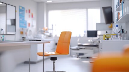 Modern Medical Office with Orange Chair