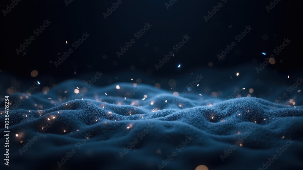 Aufkleber glowing particles on soft surface in a dark field