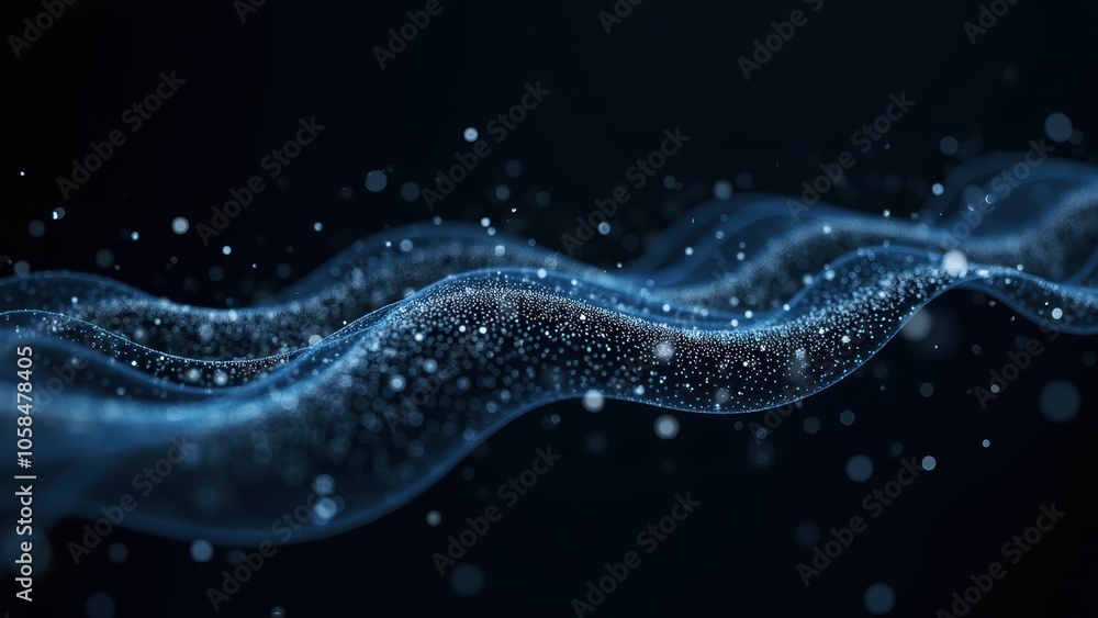 Poster abstract waves with floating particles in dark field