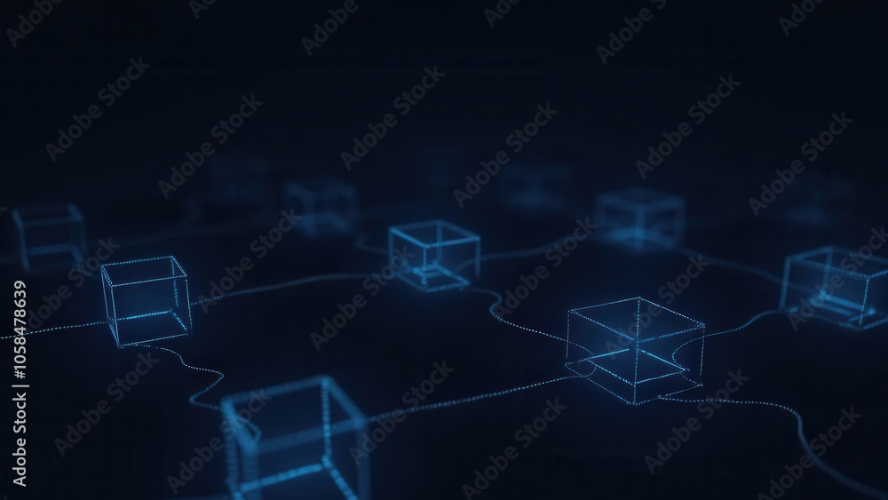 Poster digital network graphic with connected elements