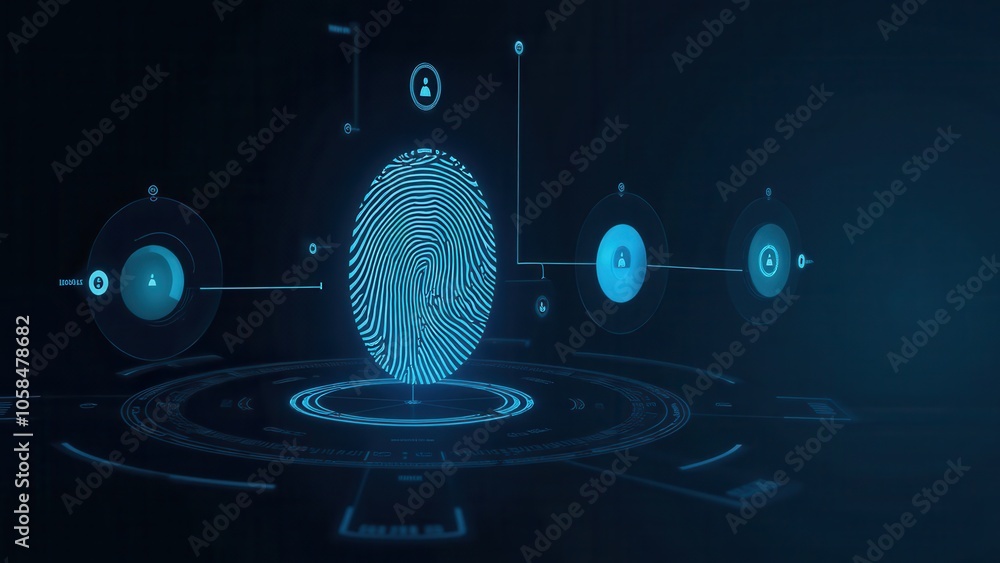 Poster digital security fingerprint scan concept