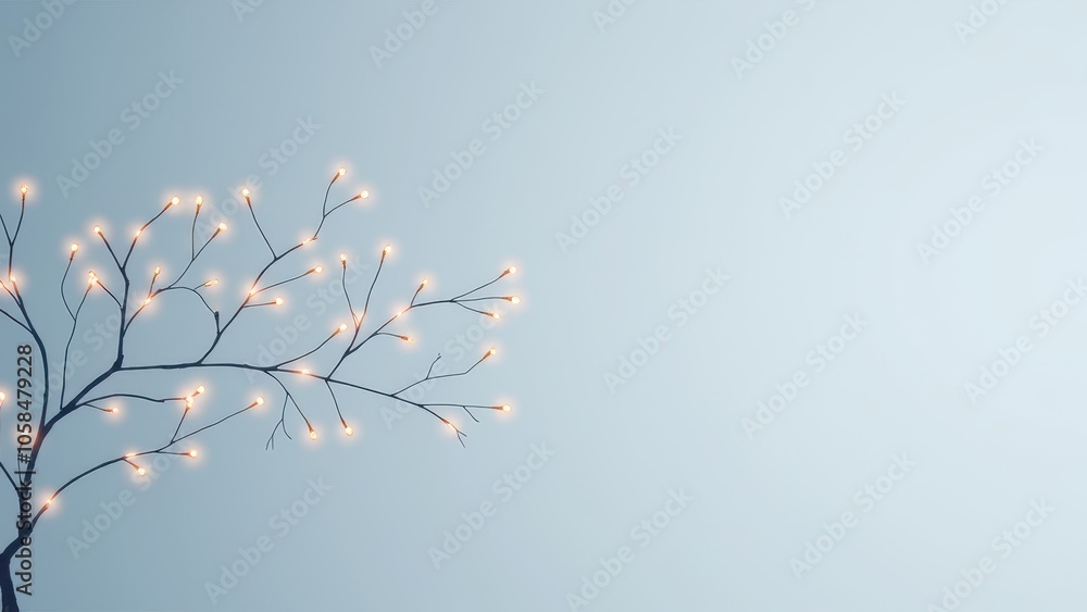 Poster decorative tree with lights on subtle background