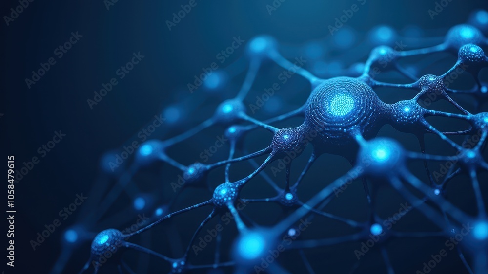 Poster data network visualization in abstract blue design