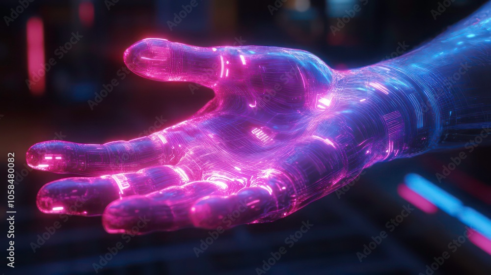 Aufkleber showing how cybernetic enhancements could enhance human abilities beyond natural limits with a futur