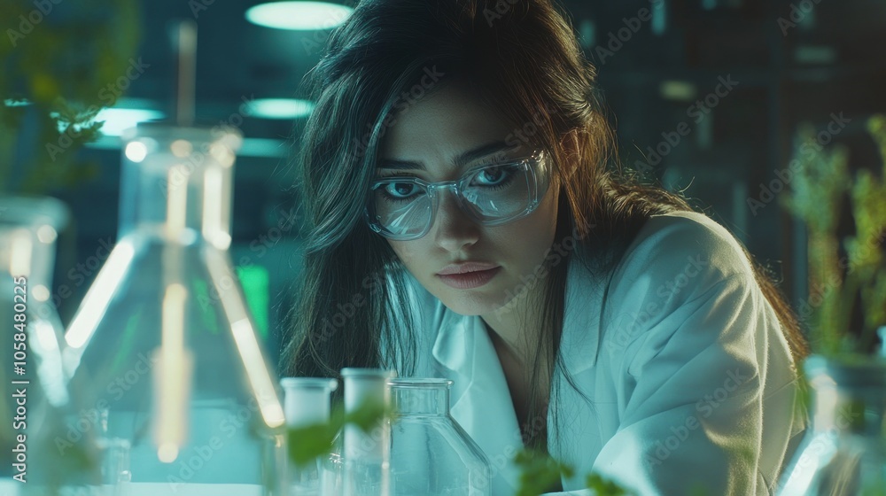 Poster scientist working in a lab