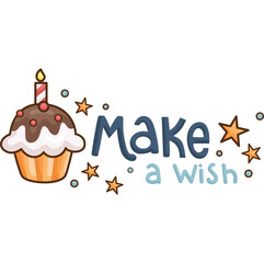 a vector of a cupcake and a make a wish text vector