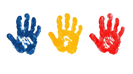 Obraz premium Colorful Handprints Collection Isolated on a White Background Generative AI