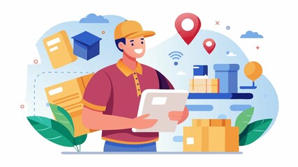 Fototapeta premium Plans efficient delivery routes based on customer addresses and package volumes.