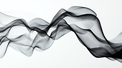 2410_092.black wavy lines overlapping in a dynamic and fluid pattern, floating across a bright white background, minimalist abstract design with thin parallel lines, creating depth and movement with