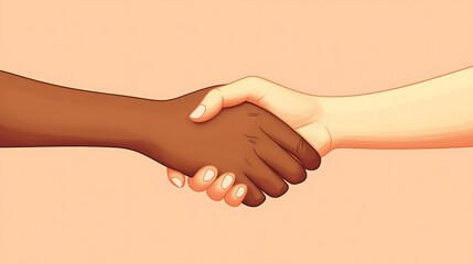 Two hands from different backgrounds in a handshake.