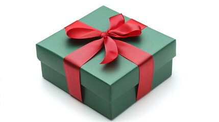 Obraz premium Green Gift Box Tied with Red Ribbon