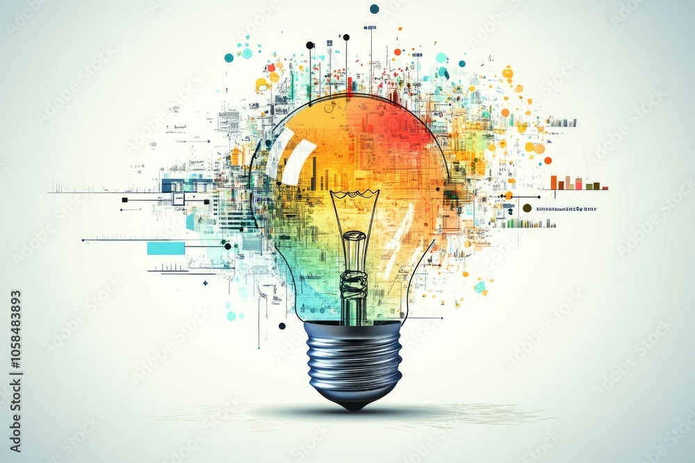 Poster light bulb with data visualization showing innovation and big data concepts