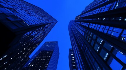 Blue Skyscraper Buildings Plain Textured Background for Web Design and Copy