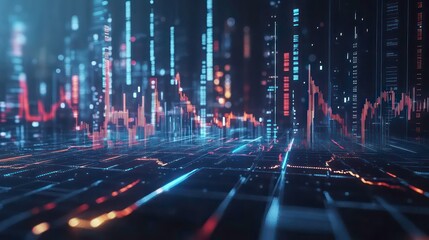 Abstract digital landscape showcasing data visualization and analytics.