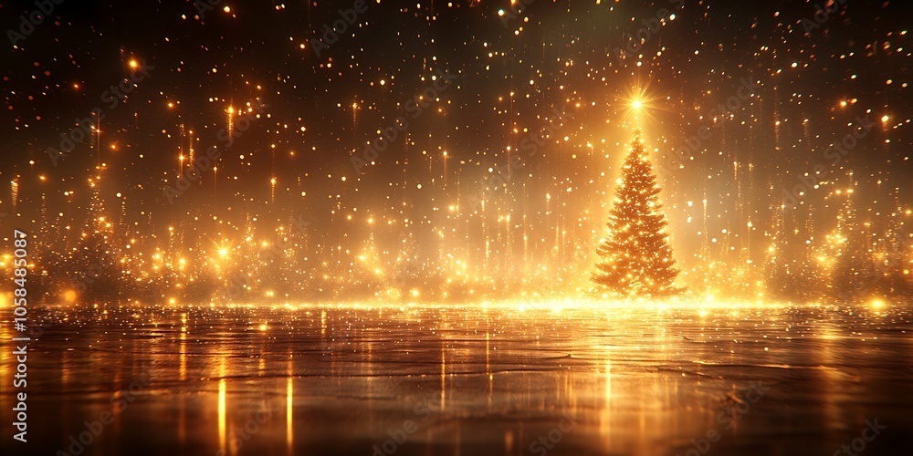 Poster sparkling christmas tree minimalist white background with space for text