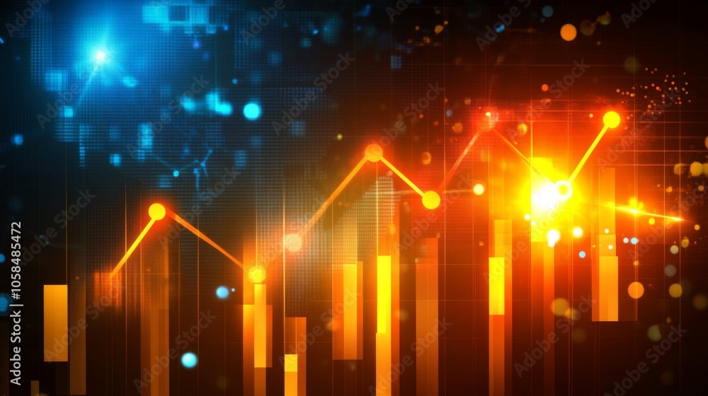 Poster vibrant data visualization with dynamic chart elements