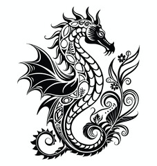 Dragon stylized Illustration on White Background