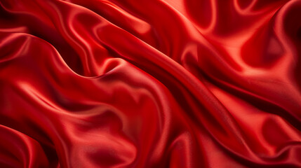Fototapeta premium Luxurious red satin fabric background, perfect for celebration, ceremony, event invitations, or advertising posters.