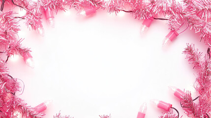 Obraz premium pink lights frame. pink christmas frame