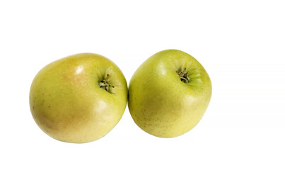 Golden apples isolated on white background