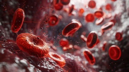 Fototapeta premium Malaria: A parasitic infection transmitted by mosquitoes that infect red blood cells, resulting in high fever, chills, and flu-like symptoms. 