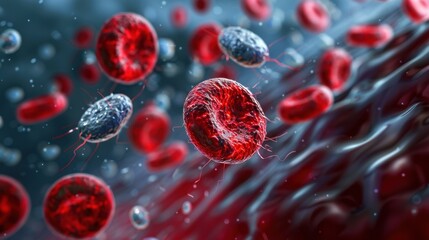 Fototapeta premium Malaria: This parasitic infection is transmitted by mosquitoes and affects red blood cells, causing fever, chills, and flu-like symptoms. 
