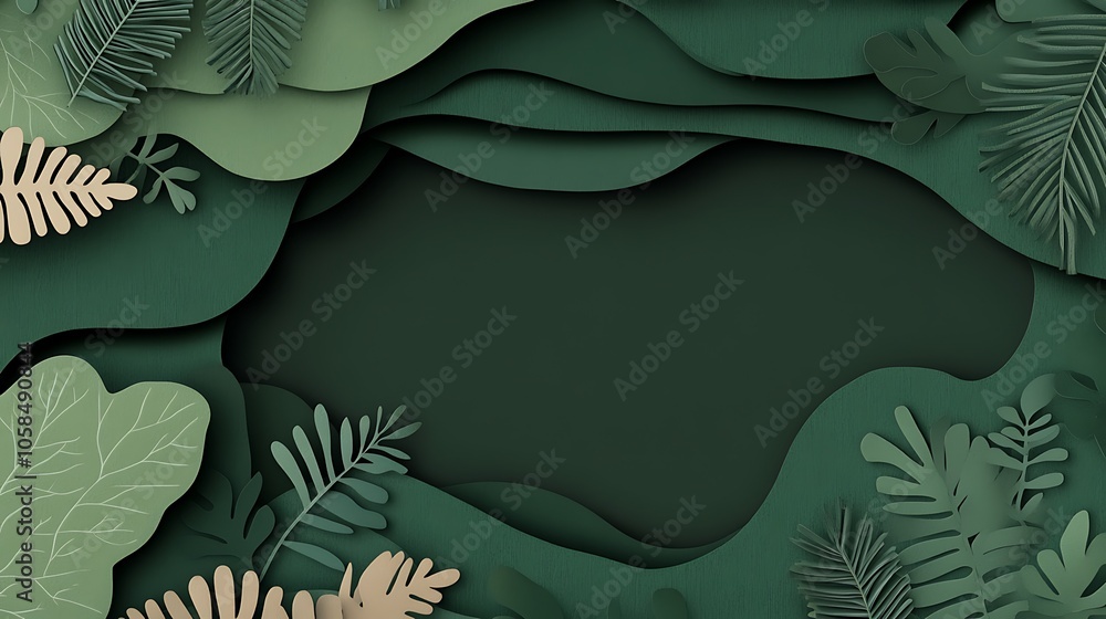 Aufkleber Green Paper Cut Background Plain Textured Background for Web Design and Copy