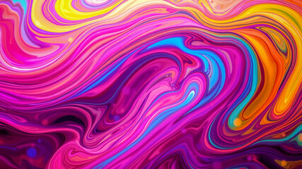 Abstract Liquid Swirls of Vibrant Hues Intertwine in a Symphony of Color
