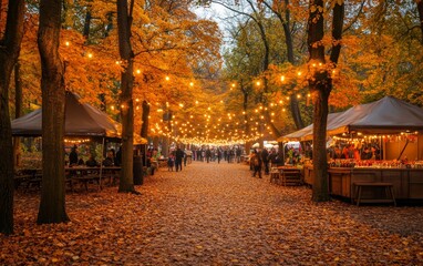 Enchanting Autumn Festival with Vibrant Fall Foliage - Ideal for Thanksgiving and Halloween Celebrations