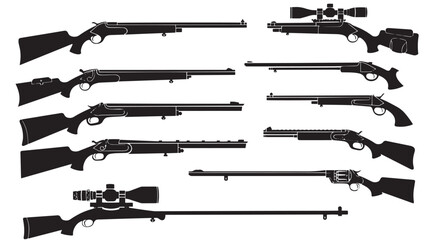 Collection of shotguns silhouette set 