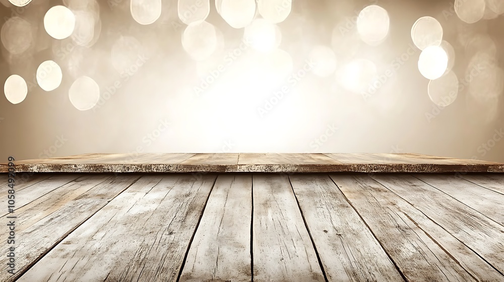 Aufkleber wooden tabletop with bokeh background smooth blue background with copy space for advertisements