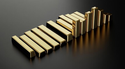Obraz premium Golden Bars Arrangement on Dark Background