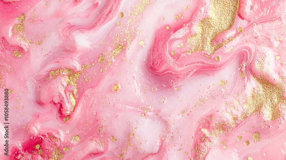 Poster elegant pink and gold abstract swirl pattern created with fluid art techniques at daybreak
