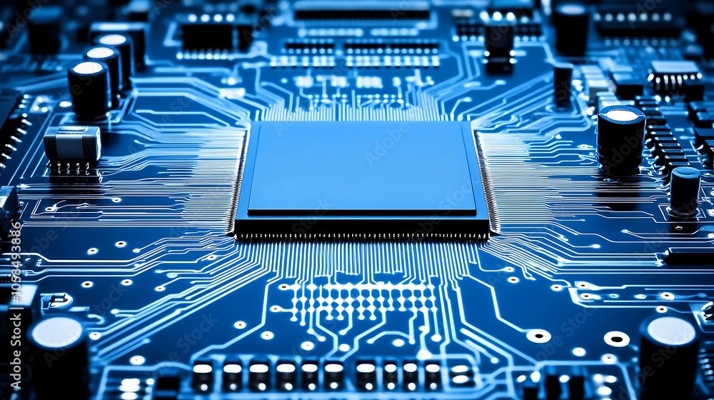 Poster circuit board with processor clean blank canvas with empty space for designs