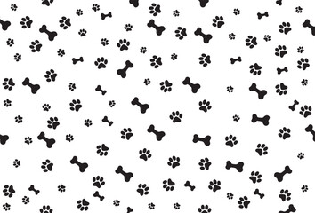 Cute Animal Bone and Paw Print Background for Pet Lovers Wallpaper Vector Illustration