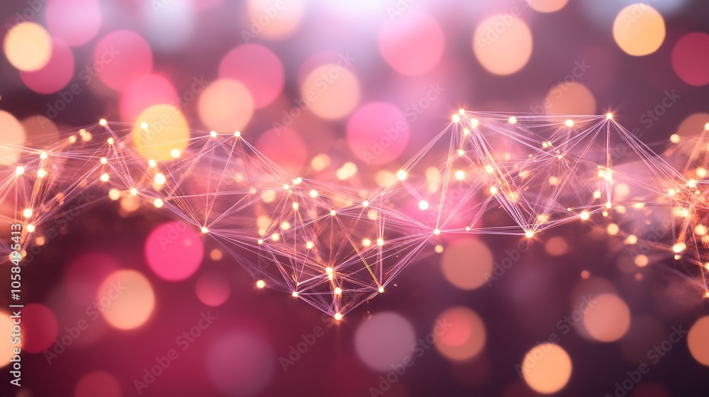 Poster Abstract Technology Background with Bokeh Lights Smooth Blue Background with Copy Space for Advertisements