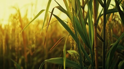 Close up of sugarcane with plantation in background, sugarcane, plantation, agriculture, crops, farm, close-up, growth, green 
