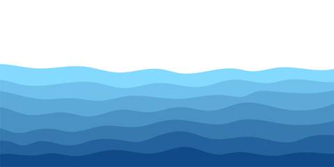 Fototapeta premium Sea waves. Blue river ocean wave layer vector background illustration
