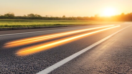 Fototapeta premium Empty asphalt road with sunset light Soft Pastel Background for Graphic Design Templates