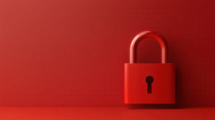 Secure red padlock on vibrant red background symbolizes protection