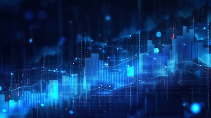 The graph shows a blue money business graph with a money business graph on an economy 3D coin background with a growth financial data concept. The report also shows a success market stock technology